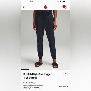 Lululemon True Navy Stretch High-Rise Jogger 7/8 Length